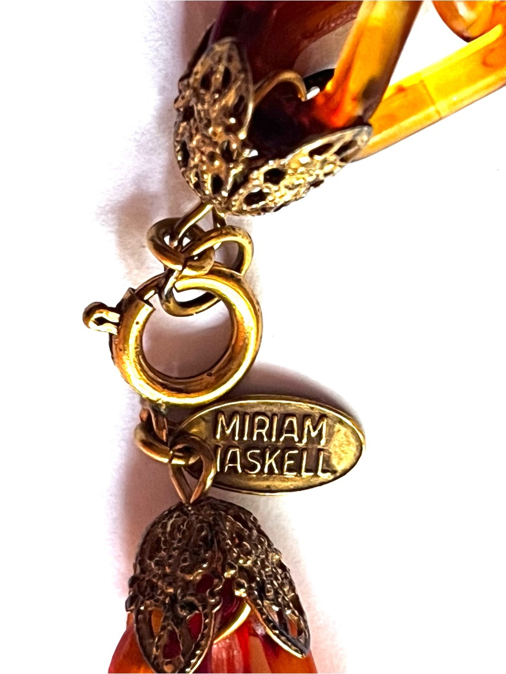 Miriam Haskell Vintage  Faux Tortoise Plastic Chain Two-Strand Necklace - Picture 4 of 16